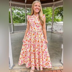 Karlie Brand Floral Ruffle Maxi Dress